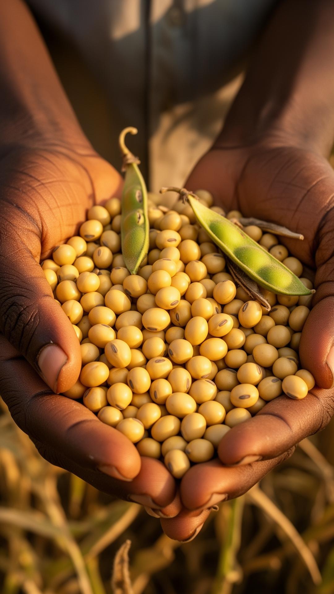 Farmer's hands holding freshly harvested cassava roots